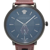 Versace V-Circle Manifesto Black Dial Maroon Leather Strap Watch for Men - VBQ040017 Buy Now By Versace