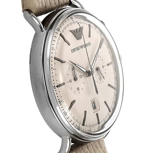 Emporio Armani Aviator Chronograph Quartz Grey Dial Beige Leather Strap Watch For Men - AR11107 Buy Now By Emporio Armani
