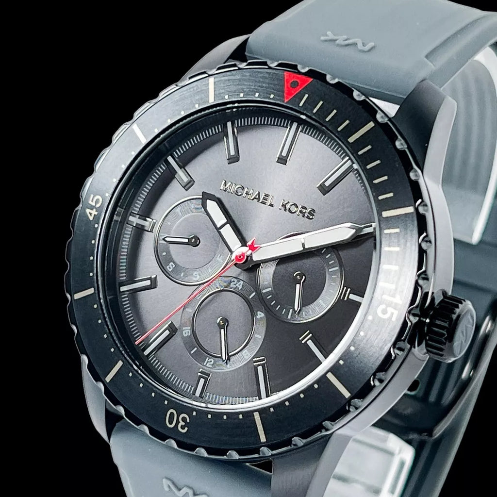Michael Kors Cunningham Multifunction Grey Dial Grey Rubber Strap Watch For Men - MK7164 Buy Now By Michael Kors