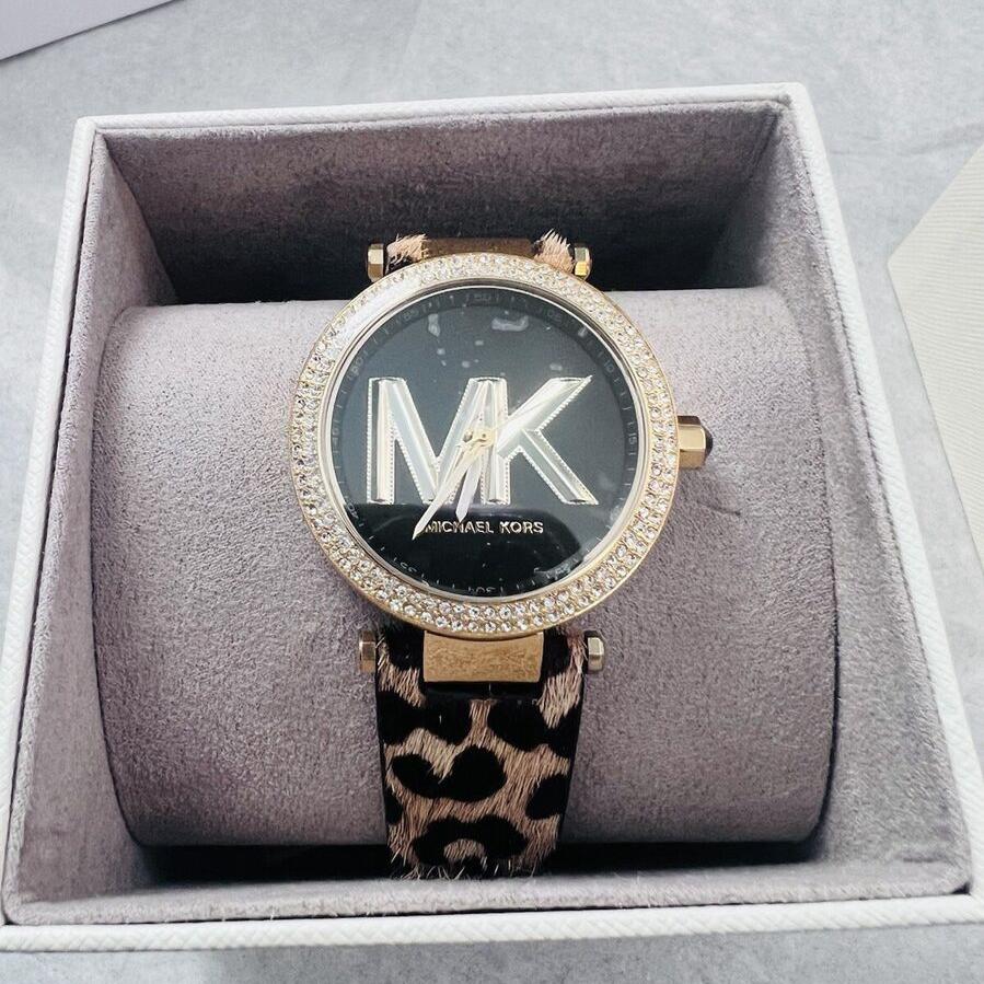 Michael Kors Parker Black Dial Cheetah Print Brown Leather Strap Watch For Women - MK4723 Buy Now By Michael Kors