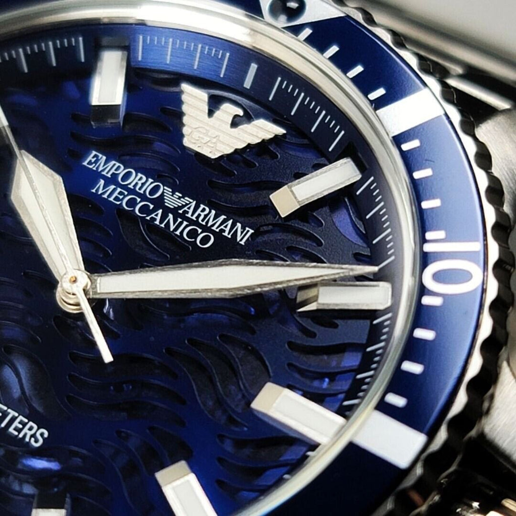 Emporio Armani Meccanico Automatic Blue Dial Silver Steel Strap Watch For Men - AR60059 Buy Now By Emporio Armani