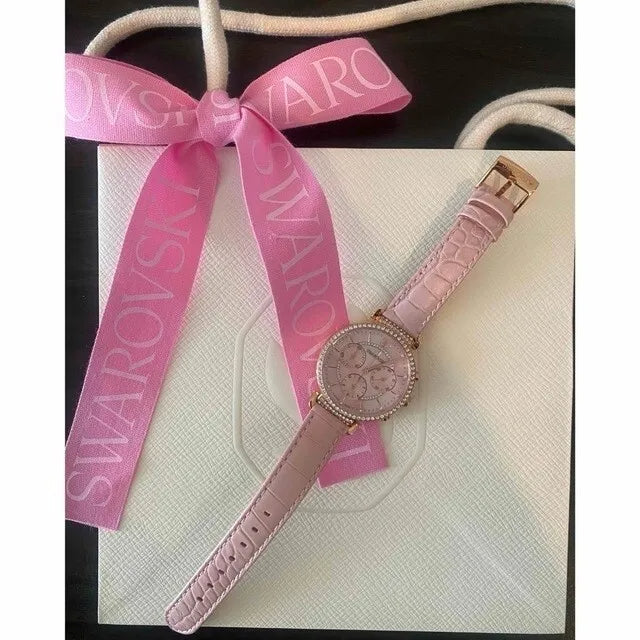 Swarovski Passage Chrono Pink Dial Pink Leather Strap Watch for Women - 5580352 Buy Now By Swarovski