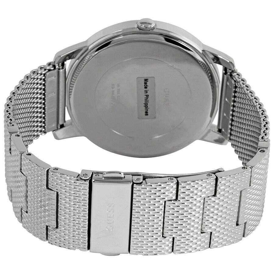 Guess Analog Black Dial Silver Mesh Bracelet Watch for Men - W1263G1 Buy Now By Guess