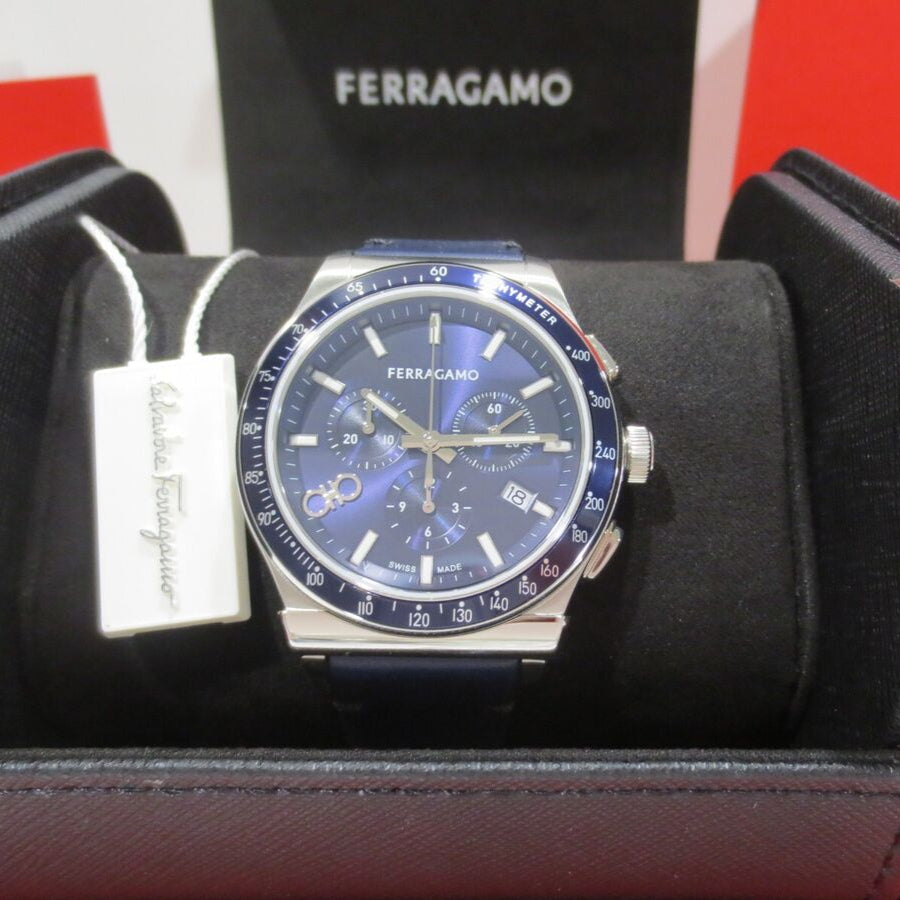 Salvatore Ferragamo 1927 Chrono Analog Blue Dial Blue Leather Strap Watch for Men - SFKZ00223 Buy Now By Salvatore Ferragamo