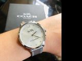 Coach Slim Easton Silver Dial Silver Leather Strap Watch for Women - 14502685 Buy Now By Coach