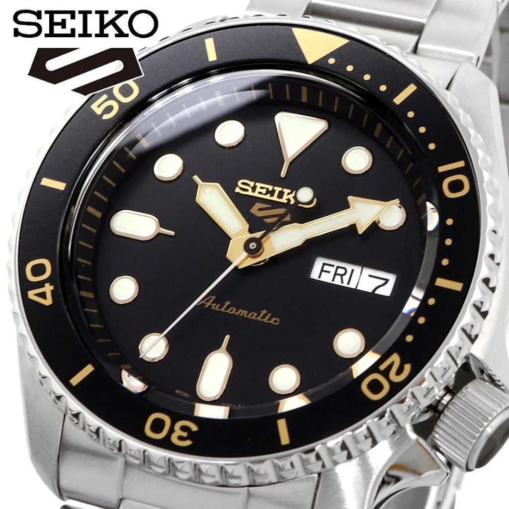 Seiko 5 Sports Automatic Black Dial Silver Steel Strap Watch For Men - SRPD57K1 Buy Now By Seiko