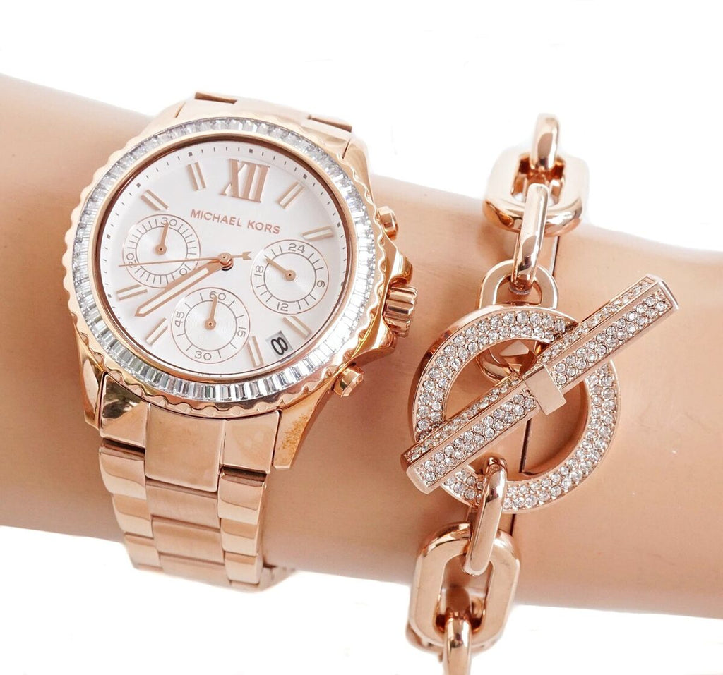 Michael Kors Everest Chronograph Silver Dial Rose Gold Steel Strap Watch For Women - MK7213 Buy Now By Michael Kors
