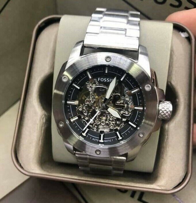 Fossil Modern Machine Automatic Silver Dial Silver Steel Strap Watch for Men - ME3081 Buy Now By Fossil