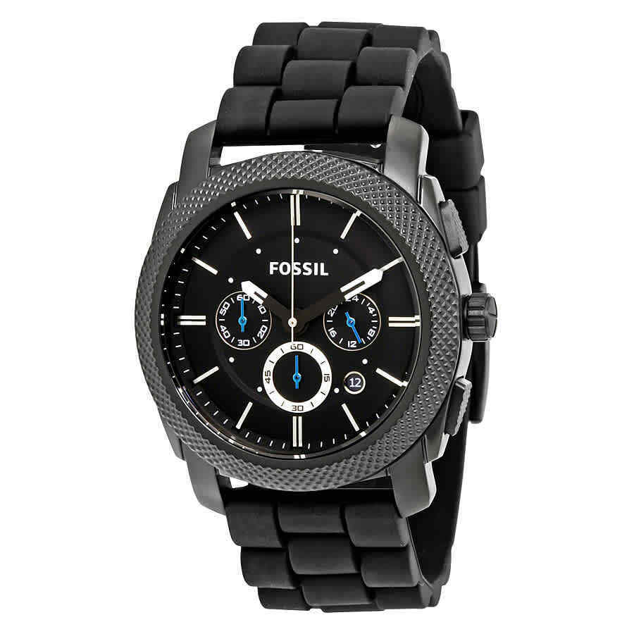 Fossil Machine Chronograph Black Dial Black Silicone Strap Watch for Men - FS4487 Buy Now By Fossil