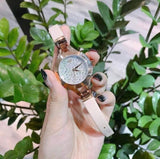 Emporio Armani Chiara Quartz Crystals White Dial Rose Gold Leather Strap Watch For Women - AR7437 Buy Now By Emporio Armani