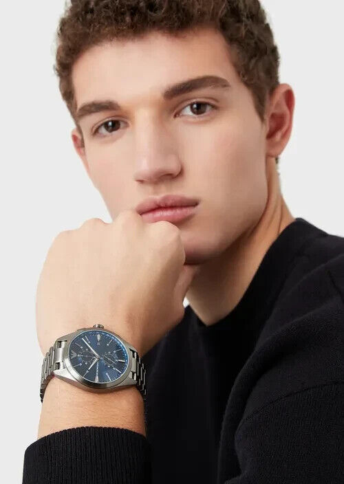 Emporio Armani Chronograph Quartz Blue Dial Grey Steel Strap Watch For Men - AR11481 Buy Now By Emporio Armani