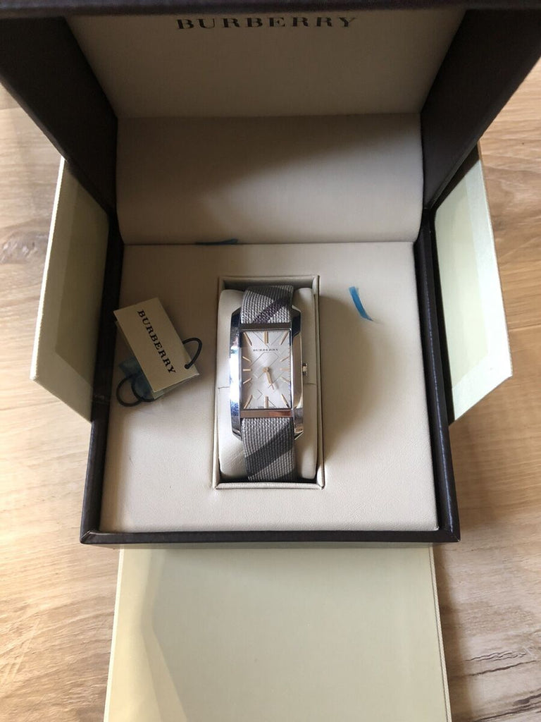 Burberry Nova Check Silver Dial Two Tone Leather Strap Watch For Women - BU9404 Buy Now By Burberry