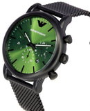 Emporio Armani Luigi Chronograph Green Dial Black Mesh Bracelet Watch For Men - AR11470 Buy Now By Emporio Armani