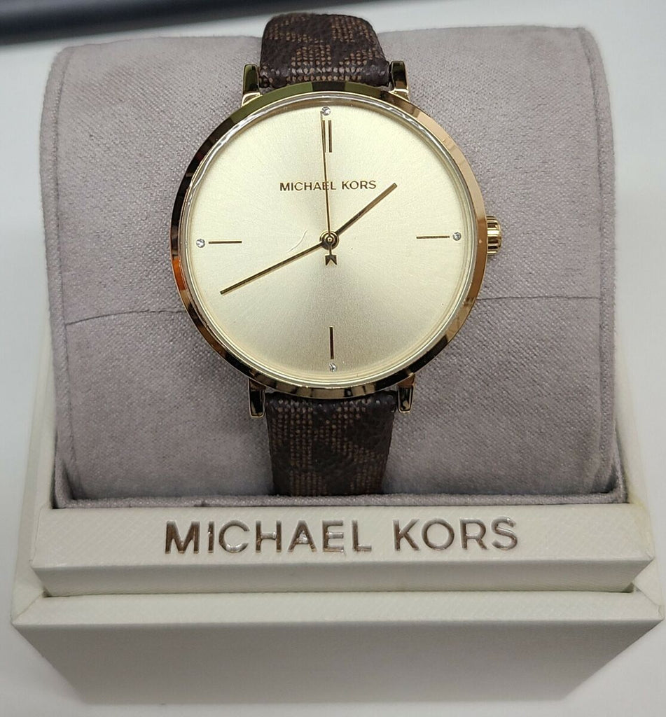 Michael Kors Jayne Three Hand Gold Dial Brown Leather Strap Watch For Women - MK7129 Buy Now By Michael Kors