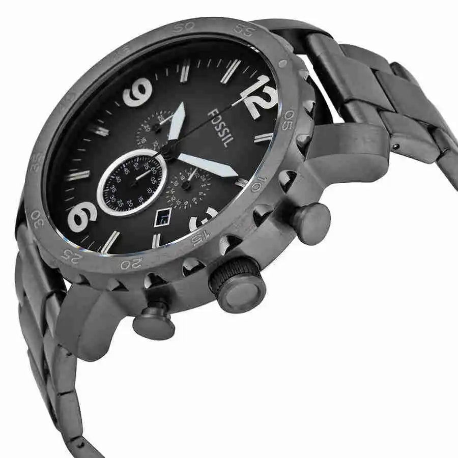 Fossil Nate Chronograph Gunmetal Dial Grey Steel Strap Watch for Men - JR1437 Buy Now By Fossil