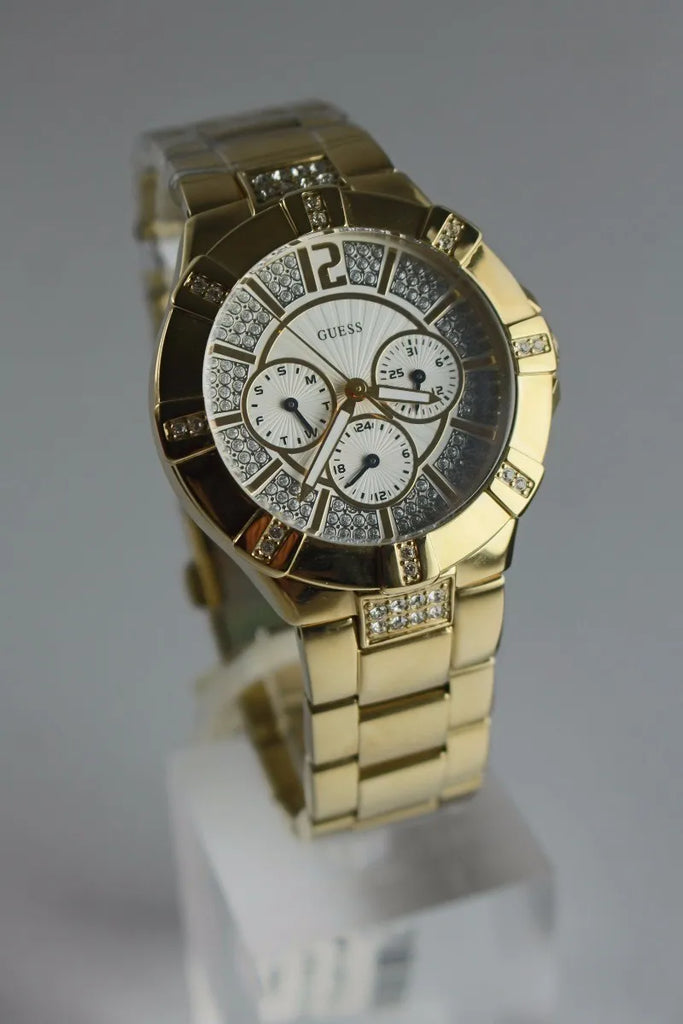 Guess Vista Diamonds Gold Dial Gold Steel Strap Watch for Women - W13573L1 Buy Now By Guess