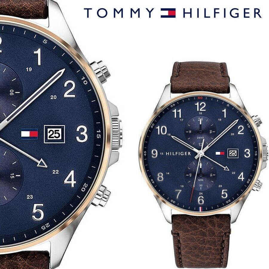 Tommy Hilfiger West Chronograph Blue Dial Brown Leather Strap Watch For Men - 1791712 Buy Now By Tommy Hilfiger