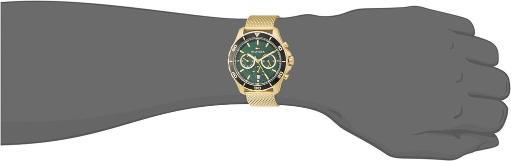 Tommy Hilfiger Jordan Chronograph Green Dial Gold Mesh Strap Watch For Men - 1792093 Buy Now By Tommy Hilfiger