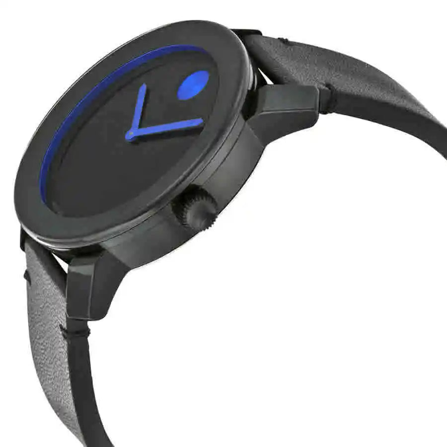 Movado Bold TR90 Black Dial Black Leather Strap Watch For Men - 3600307 Buy Now By Movado