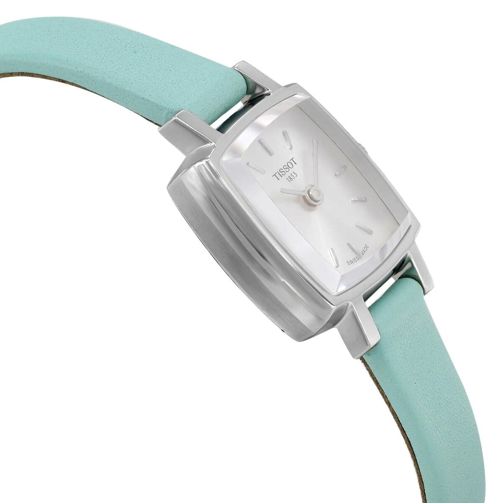 Tissot T Lady Lovely Square Silver Dial Light Green Leather Strap Watch for Women - T058.109.16.031.01 Buy Now By Tissot