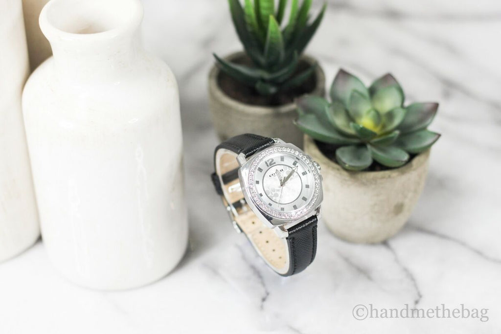 Coach Boyfriend Silver Dial Black Leather Strap Watch for Women - 14503152 Buy Now By Coach