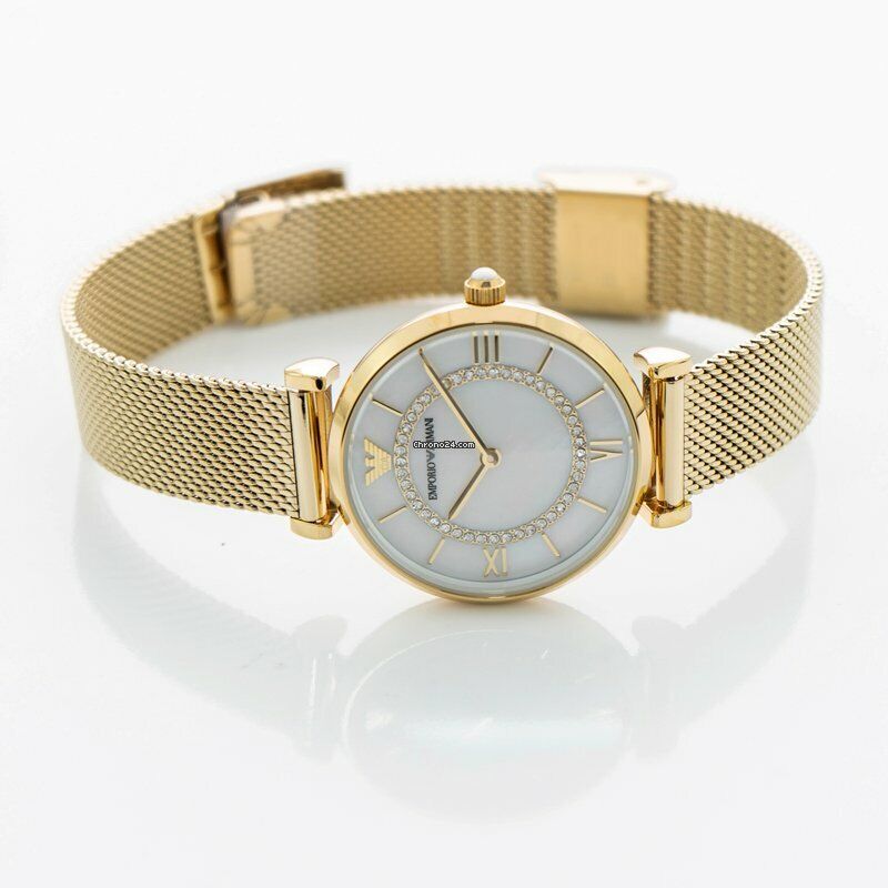 Emporio Armani Gianni T Bar Mother of Pearl Dial Gold Mesh Bracelet Watch For Women - AR11321 Buy Now By Emporio Armani