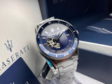 Maserati SFIDA Automatic Skeleton Blue Dial Silver Steel Strap Watch For Men - R8823140007 Buy Now By Maserati