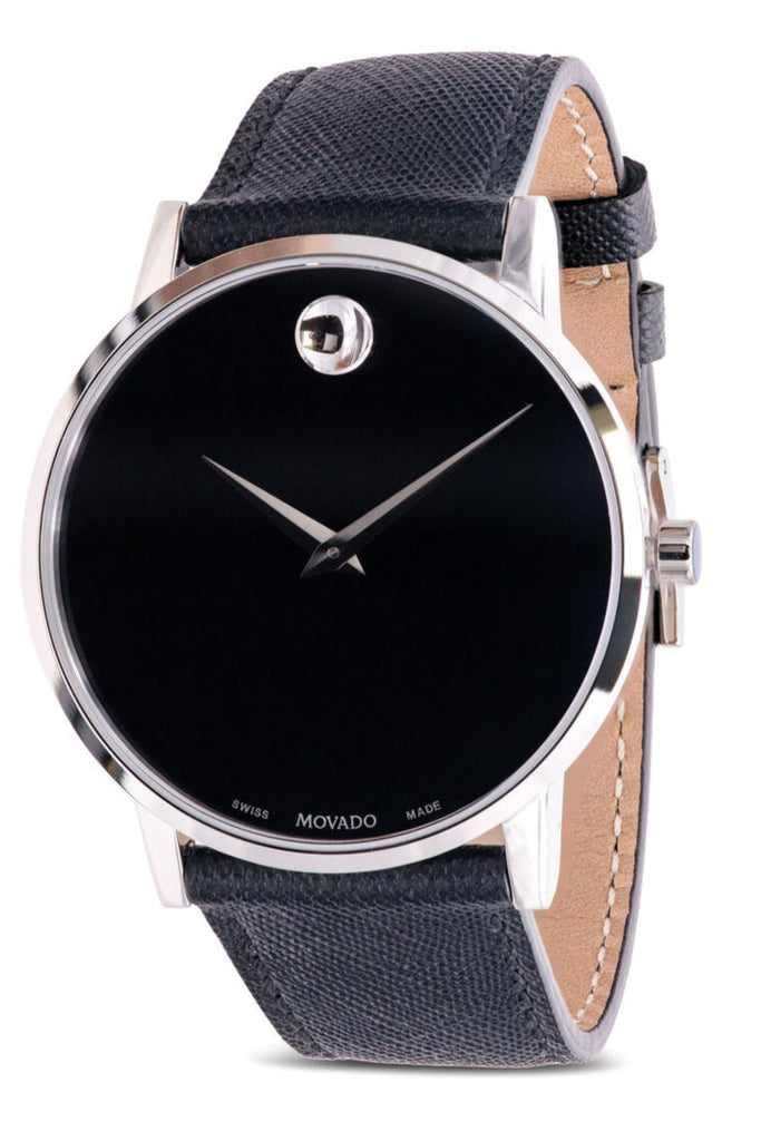 Movado Museum Classic Black Dial Black Leather Strap Watch for Men - 0607194 Buy Now By Movado