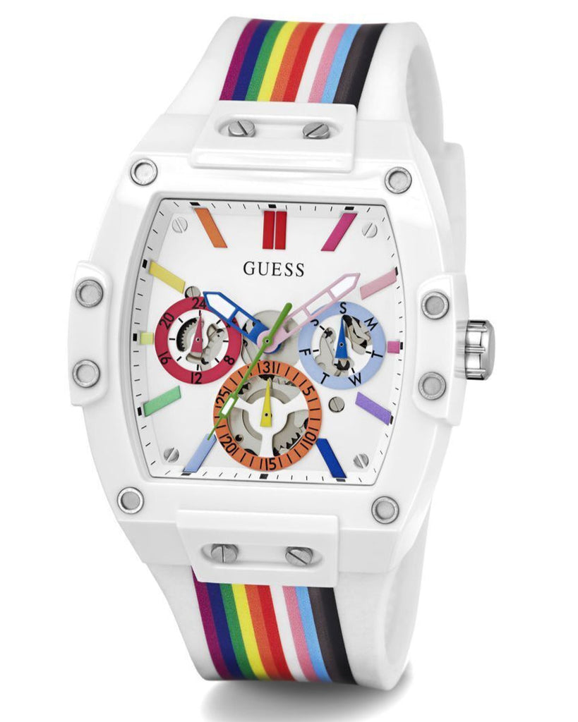 Guess Phoenix Analog White Dial White Silicone Strap Watch for Men - GW0720G1 Buy Now By Guess