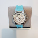 Michael Kors Sidney Multifunction Analog White Dial Turquoise Silicone Strap Watch For Women - MK7246 Buy Now By Michael Kors