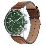 Tommy Hilfiger Jimmy Chronograph Green Dial Brown Leather Strap Watch For Men - 1791948 Buy Now By Tommy Hilfiger