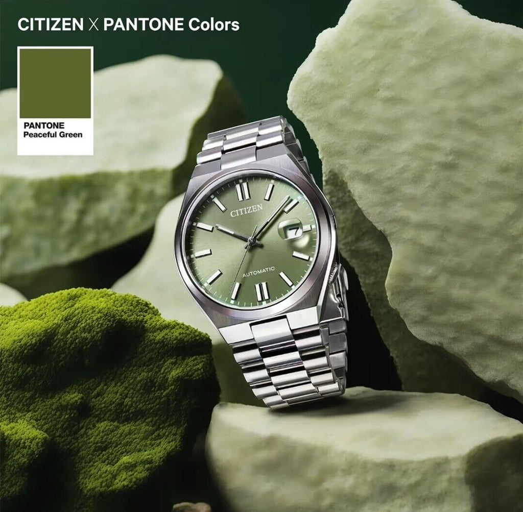 Citizen x Pantone Automatic Peaceful Green Dial Silver Steel Strap Watch For Men - NJ0158-89Z Buy Now By Citizen