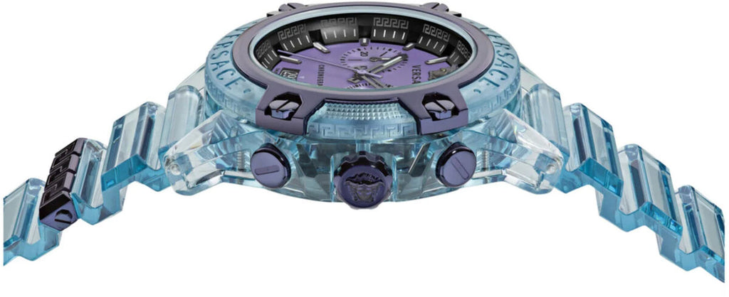 Versace Icon Active Chronograph Purple Dial Blue Silicone Strap Watch For Men - VEZ701523 Buy Now By Versace