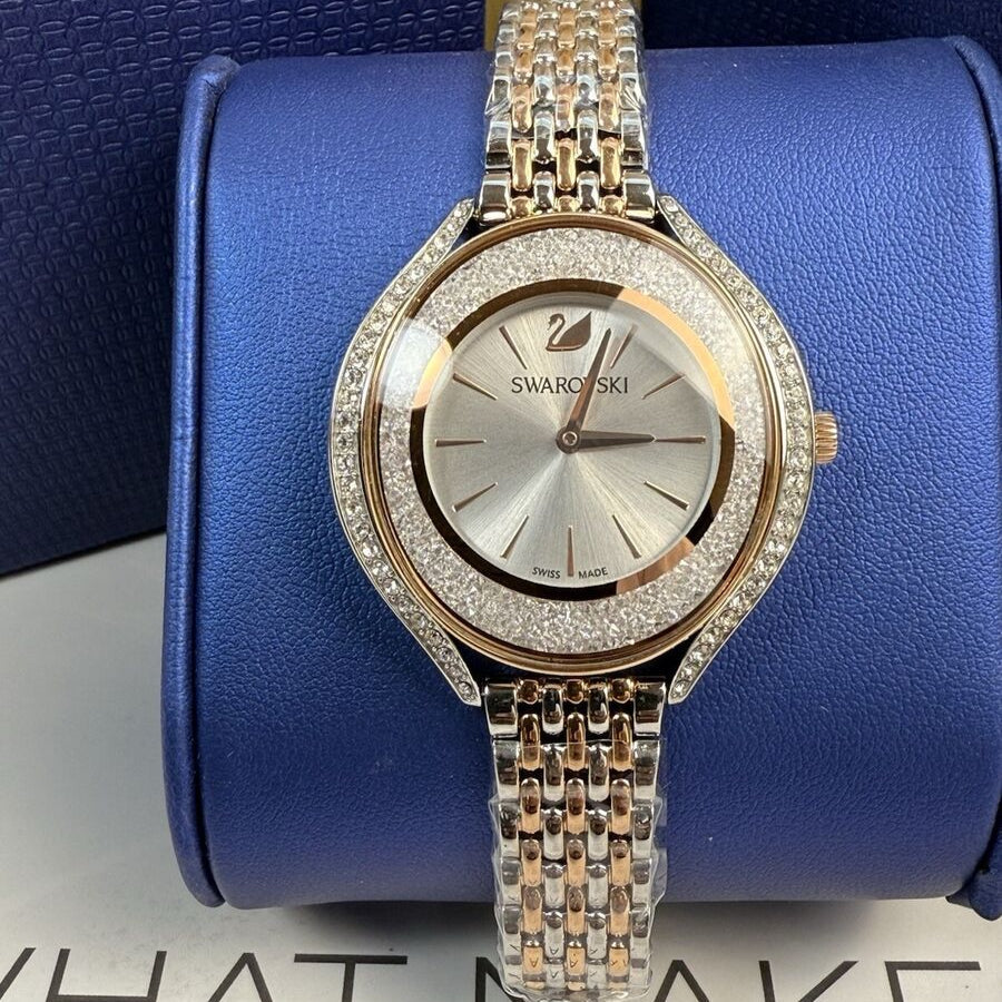 Swarovski Crystalline Aura White Dial Two Tone Mesh Strap Watch for Women - 5644075 Buy Now By Swarovski