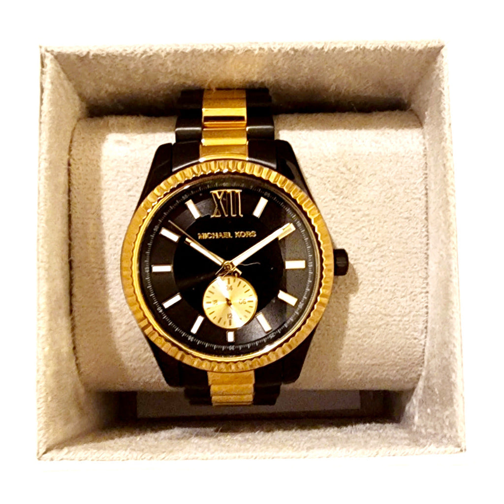 Michael Kors Lexington Quartz Black Dial Two Tone Steel Strap Watch For Men - MK8948 Buy Now By Michael Kors