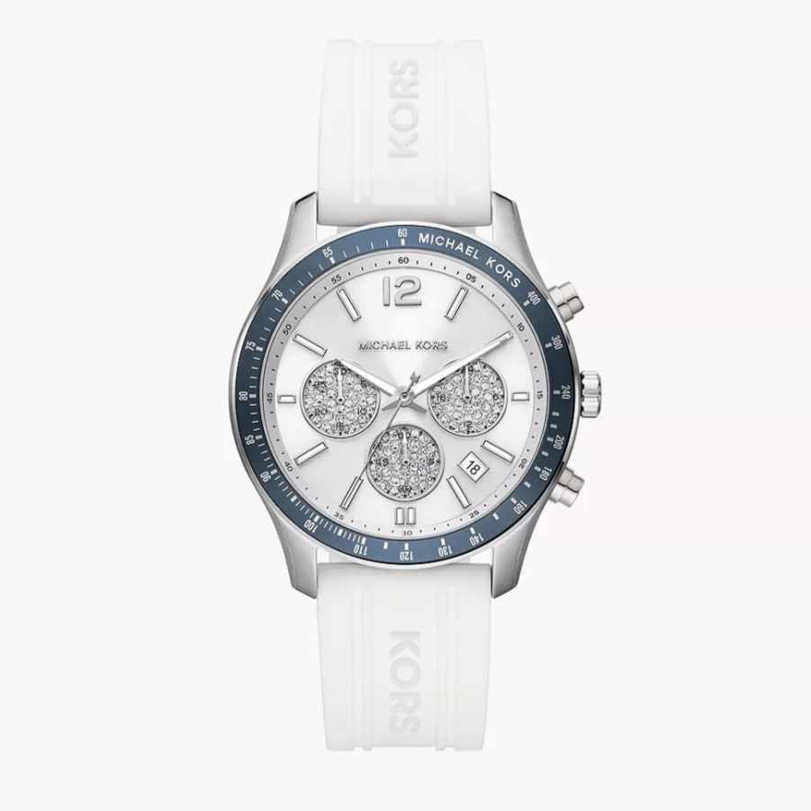 Michael Kors Berkley Chronograph Silver Dial White Rubber Strap Watch For Women - MKO1040 Buy Now By Michael Kors