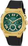 Guess Headliner Multifunction Green Dial Black Silicone Strap Watch For Men - GW0571G3 Buy Now By Guess