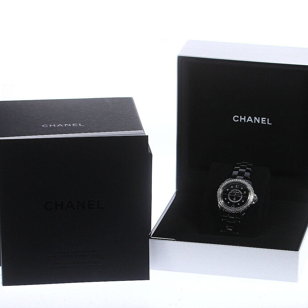 Chanel J12 Diamonds Ceramic Black Dial Black Steel Strap Watch for Women - J12 H3108 Buy Now By Chanel