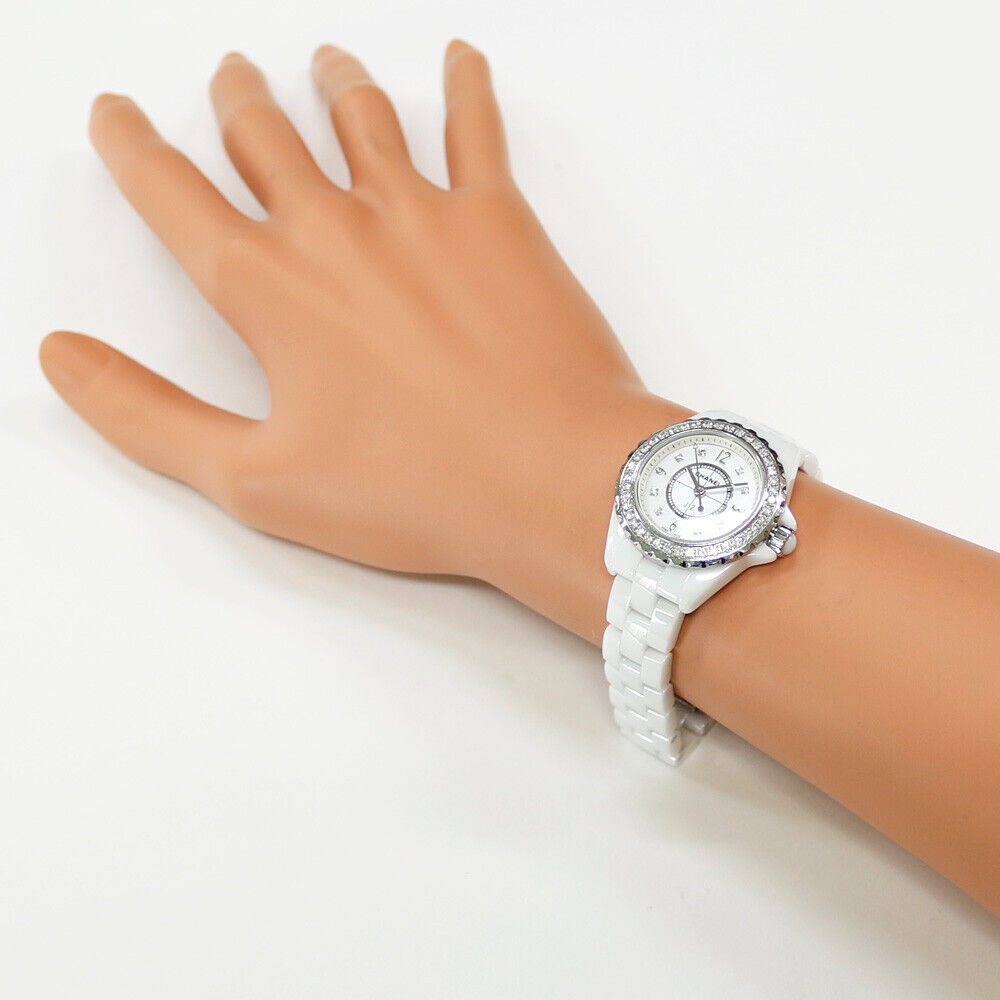 Chanel J12 Diamonds Quartz White Dial White Steel Strap Watch for Women - J12 H2572 Buy Now By Chanel