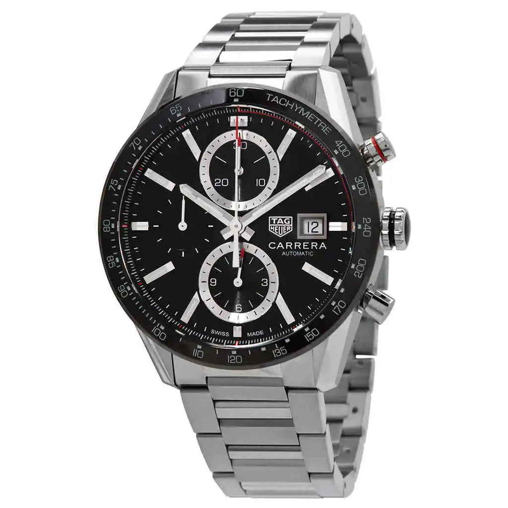 Tag Heuer Carrera Automatic Chronograph Black Dial Silver Steel Strap Watch for Men - CBM2110.BA0651 Buy Now By Tag Heuer