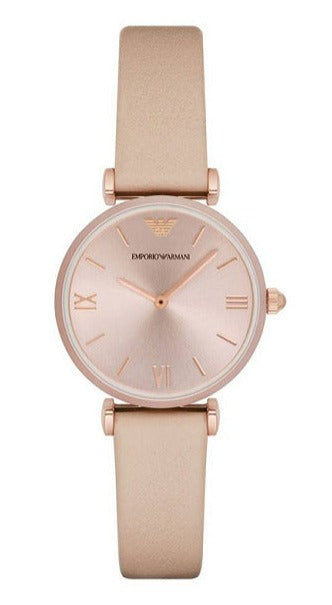 Emporio Armani Gianni T-Bar Quartz Rose Gold Dial Pink Leather Strap Watch For Women - AR11001 Buy Now By Emporio Armani