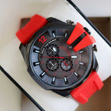 Diesel Mega Chief Chronograph Black Dial Red Silicone Strap Watch For Men - DZ4427 Buy Now By Diesel