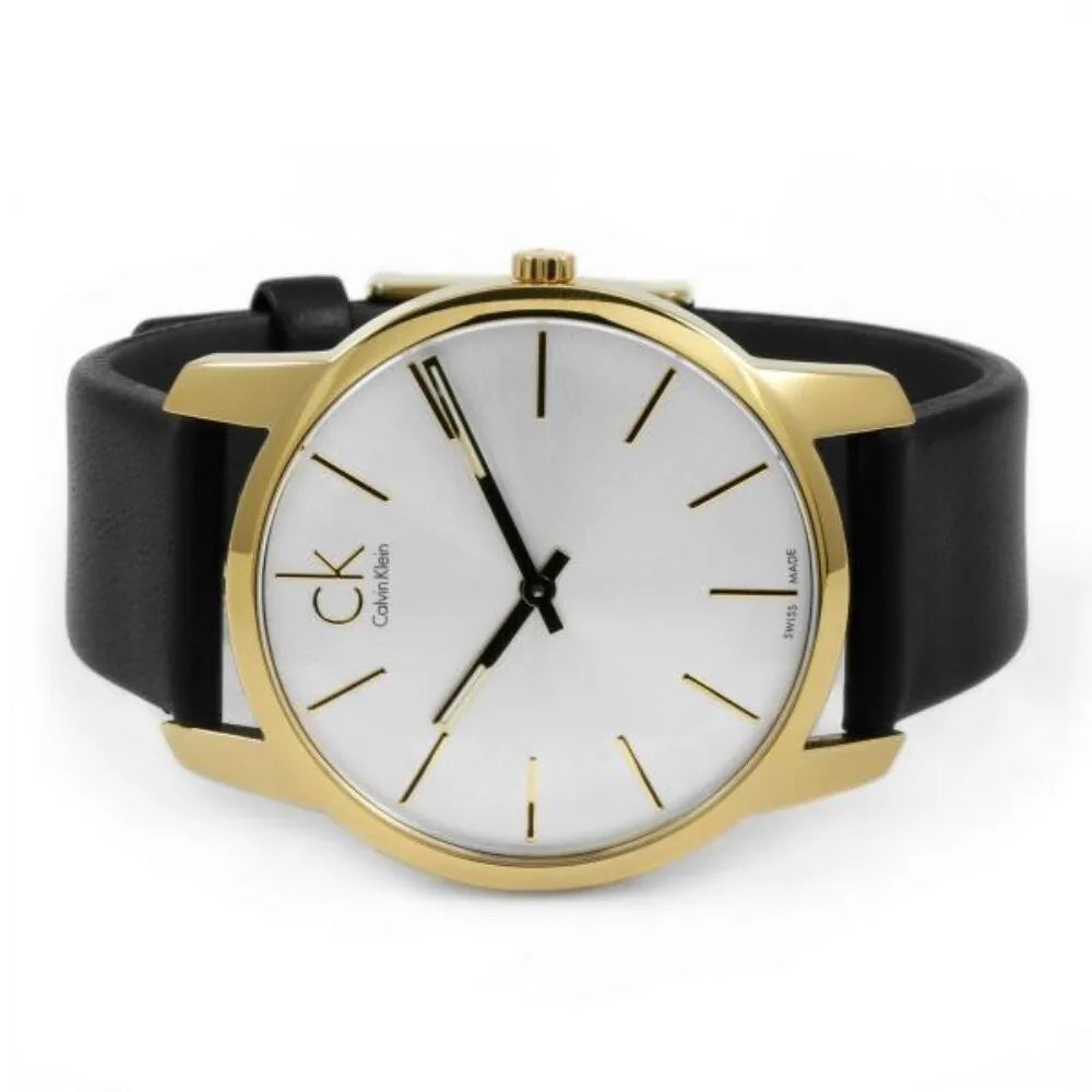 Calvin Klein City Silver Dial Black Leather Strap Watch for Men - K2G21520 Buy Now By Calvin Klein