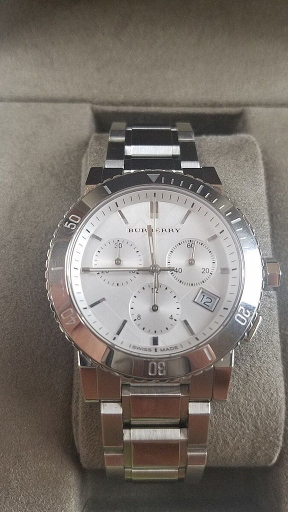 Burberry City Chronograph White Dial Silver Steel Strap Watch For Women - BU9700 Buy Now By Burberry
