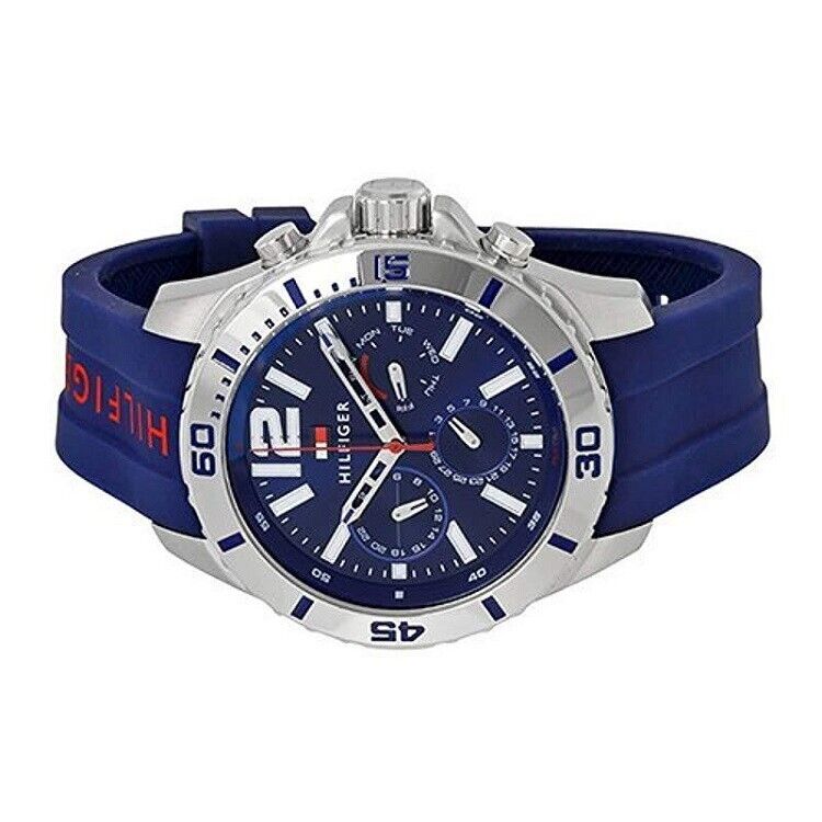 Tommy Hilfiger Nolan Chronograph Blue Dial Blue Rubber Strap Watch for Men - 1791142 Buy Now By Tommy Hilfiger
