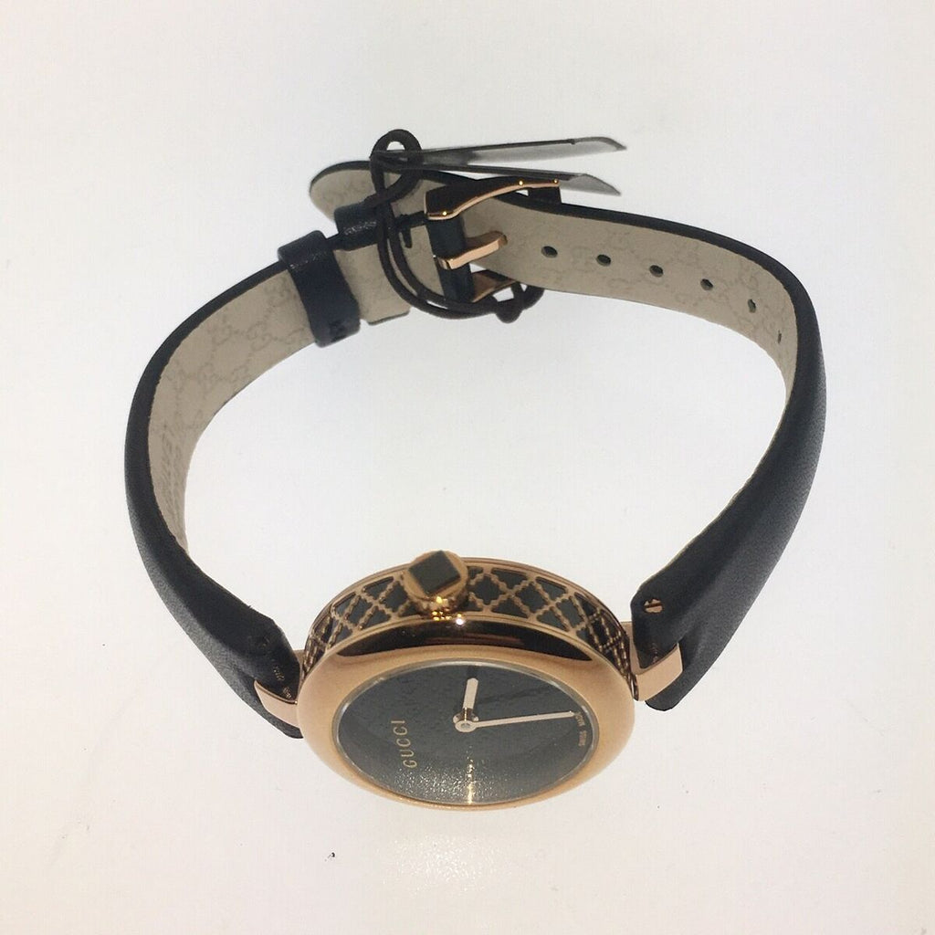 Gucci Diamantissima Quartz Black Dial Black Leather Strap Watch for Women - YA141501 Buy Now By Gucci