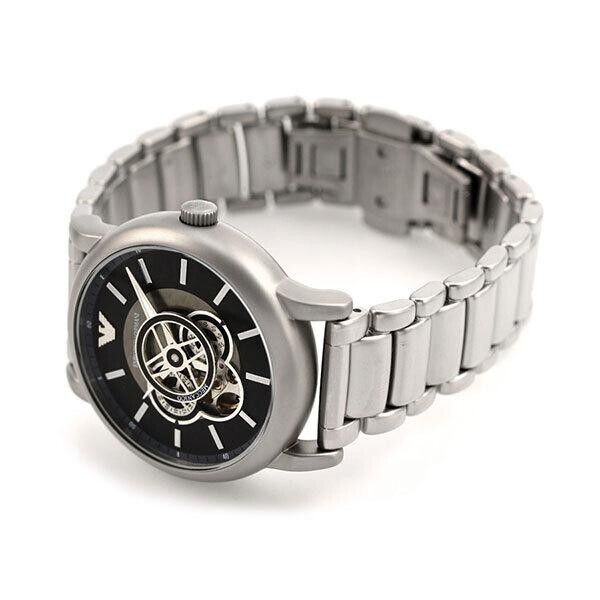 Emporio Armani Meccanico Automatic Skeleton Black Dial Silver Steel Strap Watch For Men - AR60021 Buy Now By Emporio Armani
