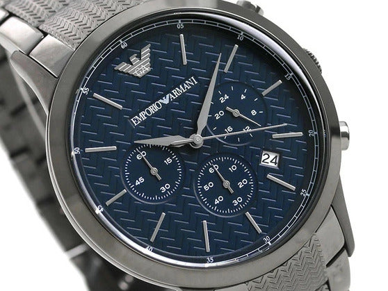 Emporio Armani Renato Chronograph Quartz Blue Dial Grey Steel Strap Watch For Men - AR2505 Buy Now By Emporio Armani