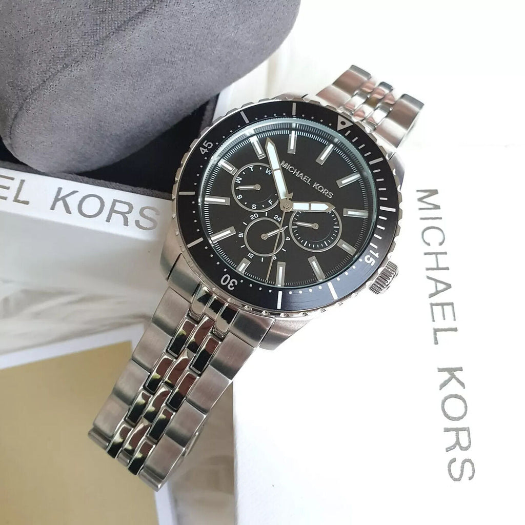 Michael Kors Cunningham Multifunction Black Dial Silver Steel Strap Watch For Men - MK7156 Buy Now By Michael Kors