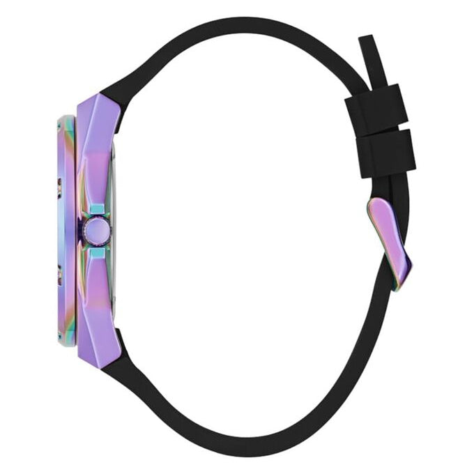 Guess Multifunction Analog Purple Dial Black Rubber Strap Watch For Women - GW0620L4 Buy Now By Guess